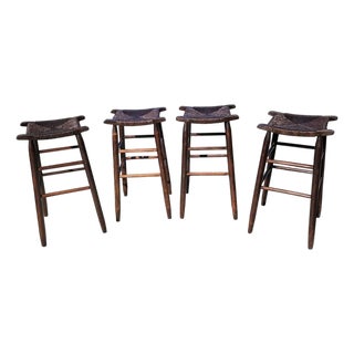 20th Century Bar Stools in Dark Surface - Set of 4 For Sale