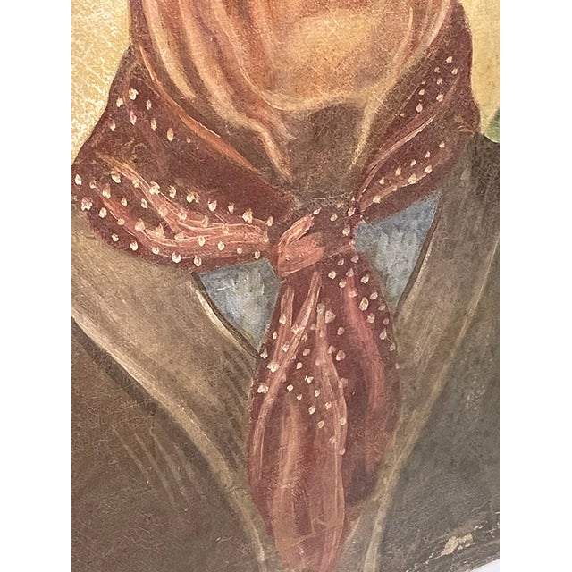 1930s 1930's Cowboy Portrait Painting on Canvas For Sale - Image 5 of 8