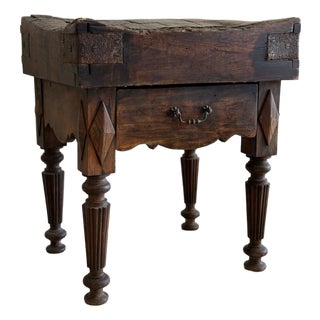 19th c. French Butcher Block Table For Sale