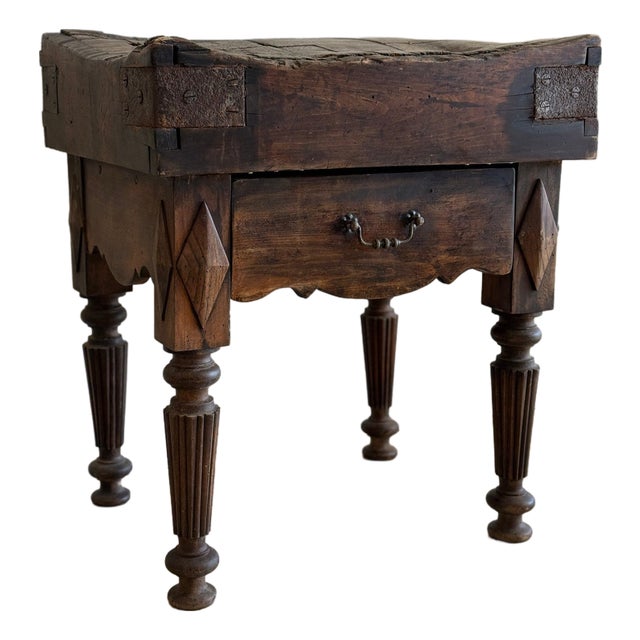 19th c. French Butcher Block Table For Sale
