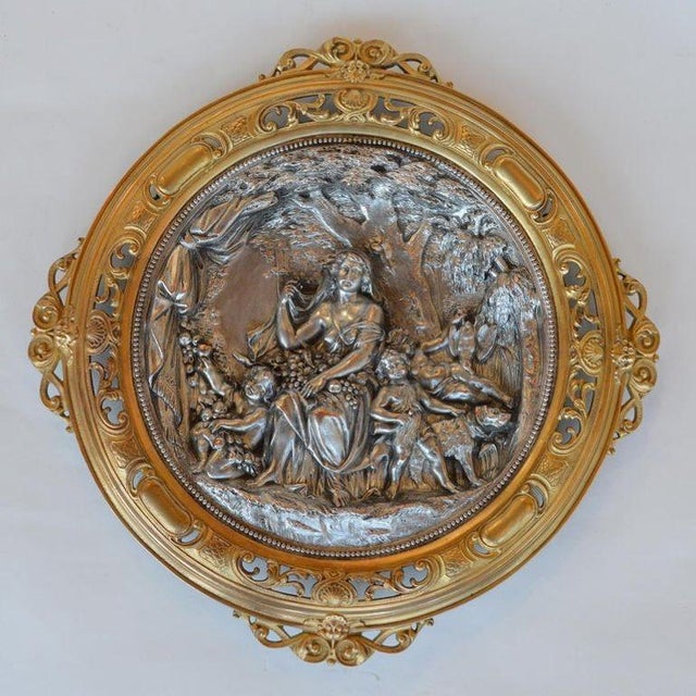 Figurative Pair of Italian Deep Relief Figural Metal Wall Plaques, Late 19th Century. For Sale - Image 3 of 12