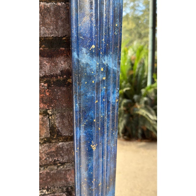 1960s Faux Lapis Lazuli and Parcel Gilt Newly Painted Mirror by Turtle and Crane - Tony Duquette Style -Newly Painted For Sale - Image 11 of 11