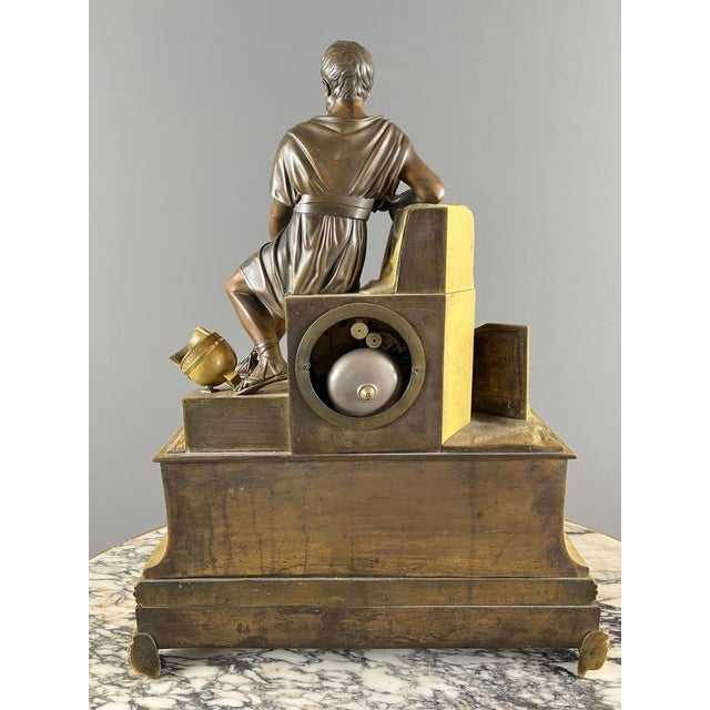 Early 19th Century Empire Clock in Gilt and Patinated Bronze For Sale - Image 6 of 11