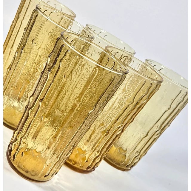 Yellow VIntage Golden Bamboo Tumblers- Set of Six For Sale - Image 8 of 9