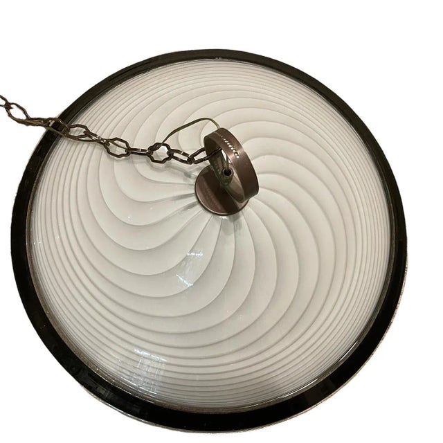 Italian Black and White Light Pendant in Murano Glass For Sale - Image 11 of 12
