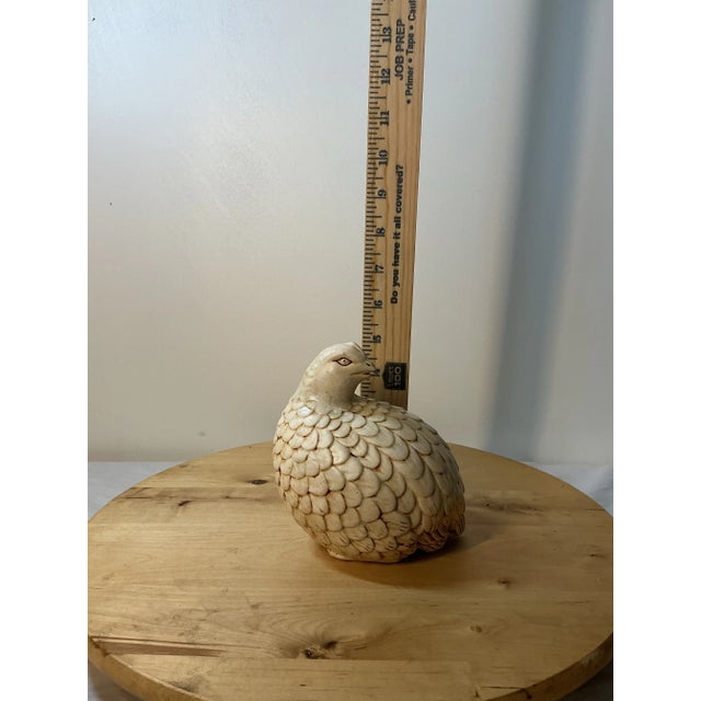 1960s 2 Vintage Handmade Ceramic Quail Hen Chick Birds MCM Figurines Artist Signed 1961 For Sale - Image 5 of 12