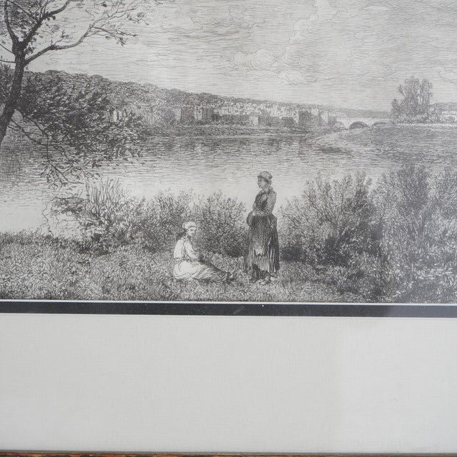 Framed Print, Copy after Corot French Impressionist La Sepia Landscape Painting, 20th Century For Sale - Image 6 of 12