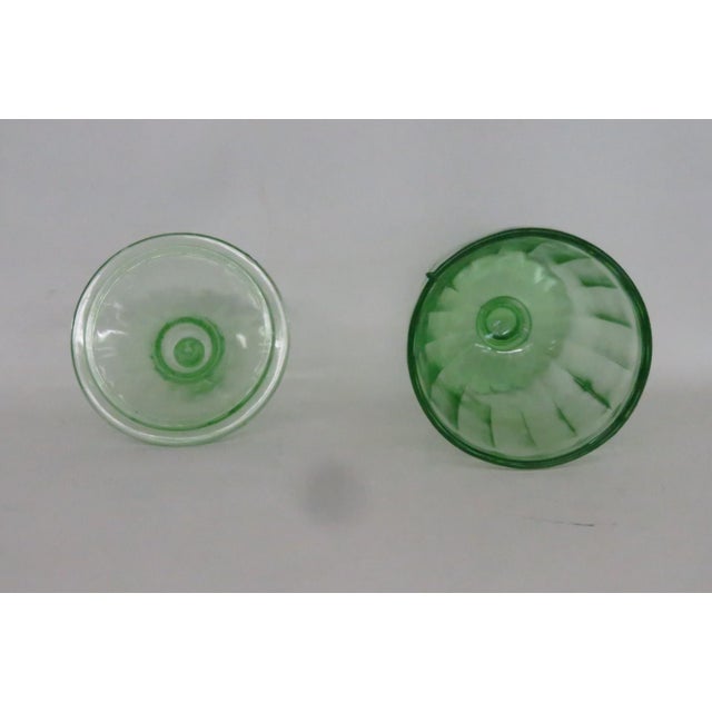 Green Paneled Depression Glass Candy Dish Footed Jar With Pointed Lid 4844b For Sale - Image 14 of 14