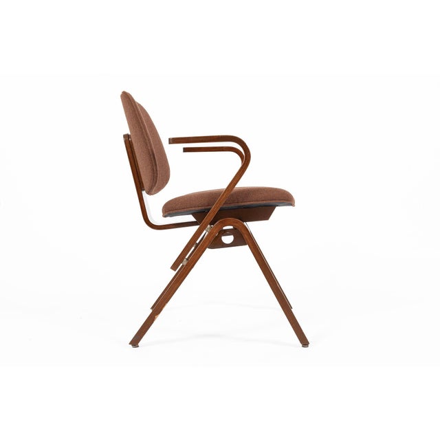 Pair Mid Century Brown Plywood Arm Chairs by Joe Atkinson for Thonet For Sale - Image 10 of 12