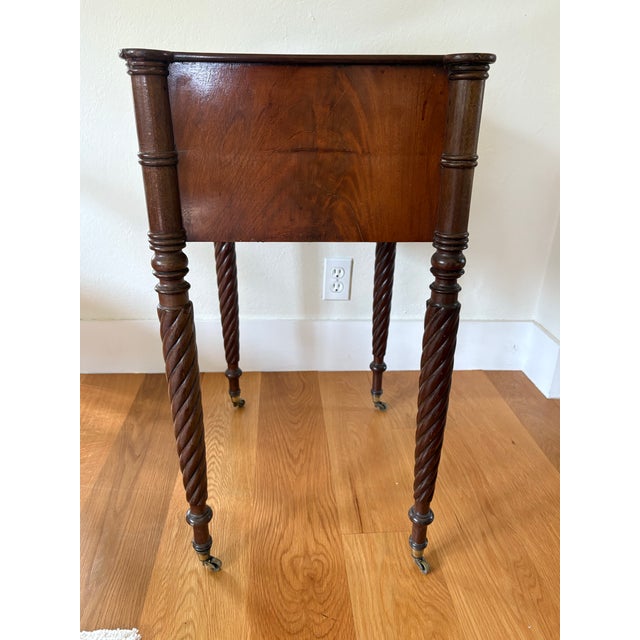 Thomas Sheraton Style Rope Leg Side Table With Two Drawers - Mahogany Wood Early 19th Century For Sale In New York - Image 6 of 12