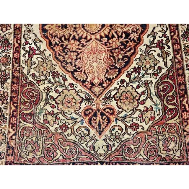19th Century Persian Kerman Lavar Rug, Hand-Knotted Wool, Floral Design, Burgundy & Ivory, 4x6 For Sale - Image 14 of 18