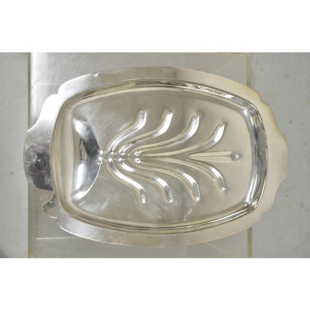 Traditional Vintage Regency Style Silver Plated 18" Footed Meat Tray Cutlery Serving Platter For Sale - Image 3 of 8