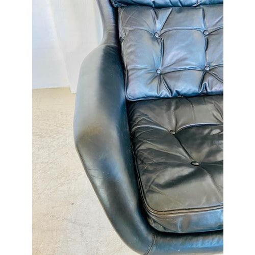 Animal Skin Mid-Century Danish Black Leather Swivel Chair by Bramin from Bramin For Sale - Image 7 of 18