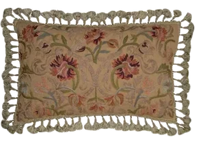 Hand-Embroidered Floral Throw Pillow