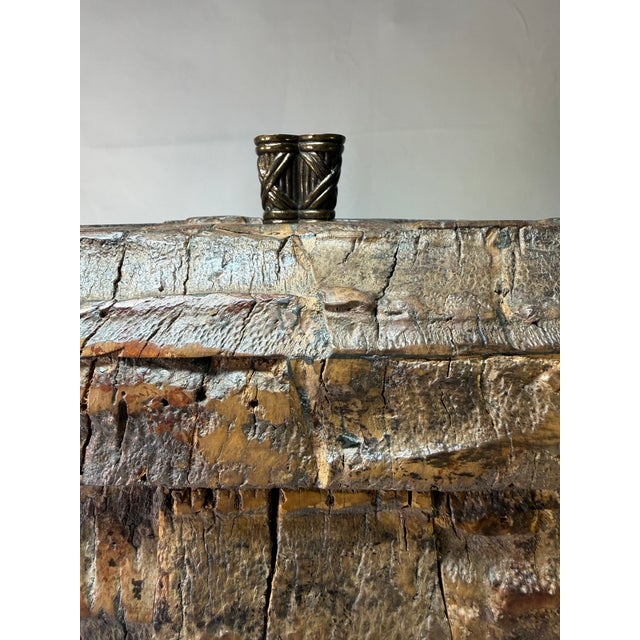 1980s Vintage Maitland-Smith Coconut Bark Domed Decorative Chest With Metal Accents For Sale - Image 5 of 11