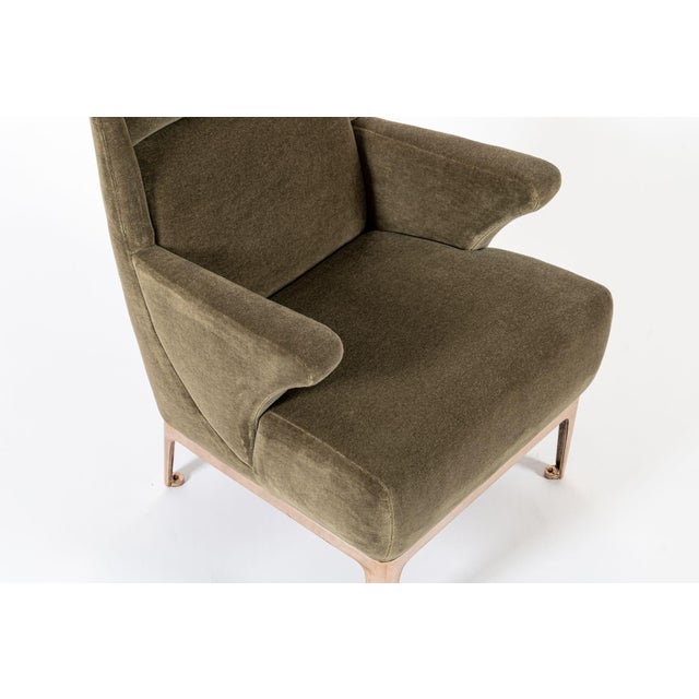 Restored 1940s Art Deco Lounge Chair Mink Mohair, Matching Sofa Available For Sale - Image 12 of 15