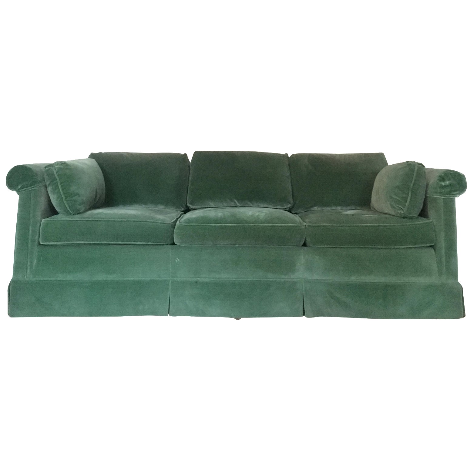 Baker Emerald Green Velvet Sofa | Chairish
