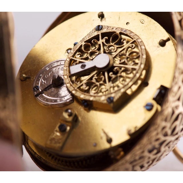 Bronze Antique Late 18th Century French Ormolu Ball-Shaped Verge Fusee Watch Desk Stand For Sale - Image 8 of 18