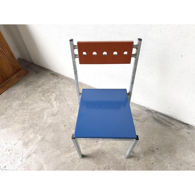 Chair in Galvanized Steel and Lacquered Sheet Metal from Ateliers J&J, 2020 For Sale - Image 4 of 13