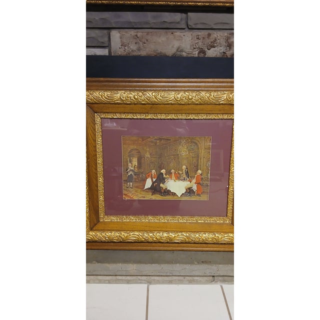 1970s Vintage Framed Print of Elegant 18th Century Aristocratic Gathering For Sale - Image 6 of 12