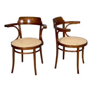 Mid-Century Modern Italian Chairs in Wood and Straw, 1950s, Set of 2 For Sale