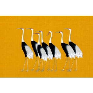 Japanese Crane Study, Vintage Art Print Reproduction, 30" X 20" For Sale