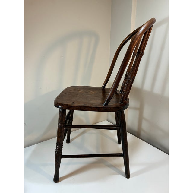 Farmhouse Antique Windsor Hoop Back Chair - Original Finish & Label - S Bent - Massachusetts For Sale - Image 3 of 8