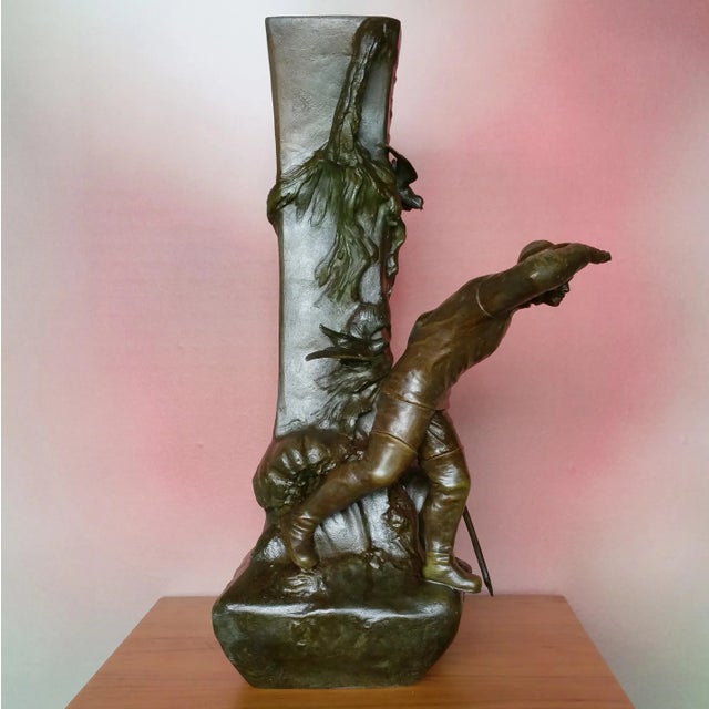 Antique French Spelter Neptune Clock and Vases by L & F Moreau, Set of 3 For Sale - Image 15 of 18