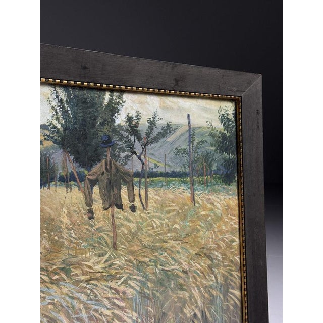Unknown, Grain Field with Scarecrows, Chalk on Paper, Framed For Sale - Image 9 of 14
