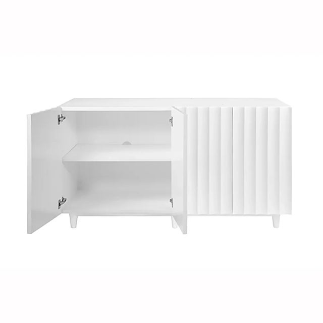 Contemporary White Rippled Lacquer Cabinet For Sale - Image 3 of 6