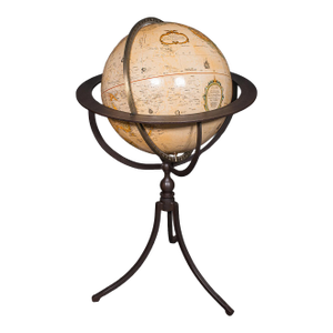 Late Vintage Tripod Globe, American, Steel, Topographical Gores, Classic Taste