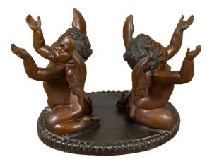 Bronze Looking to the Heavens Double Cherub Coffee Table Base with Dark Patina