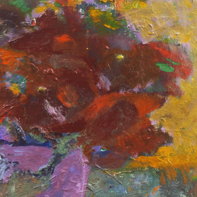 Mid-Century Modern 'Still Life of Poppies', Mid-Century, American School Expressionist Floral Oil For Sale - Image 3 of 11