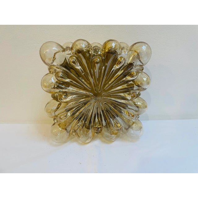 Gold Vintage Amber Square Lamp in Bubble Glass, 1960s For Sale - Image 8 of 11