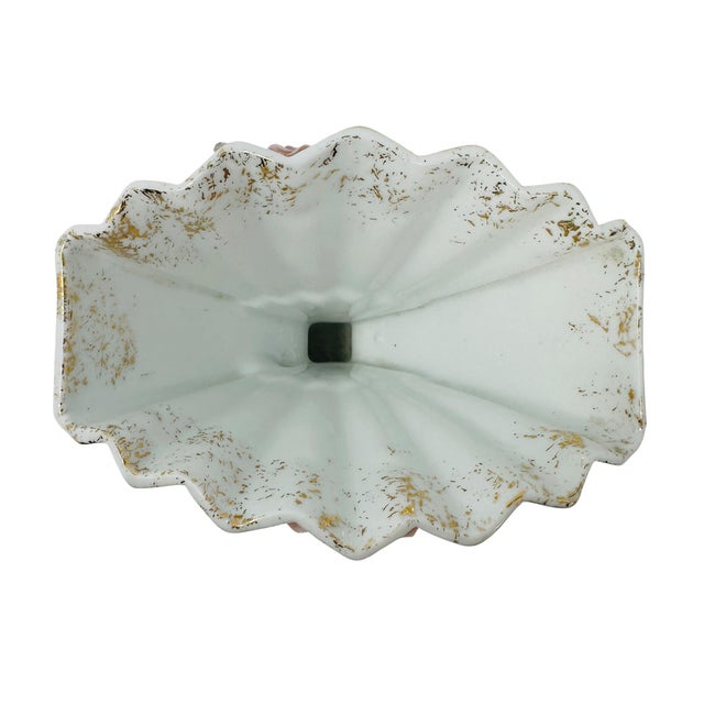 Bright Pink Museum-Quality 1950s Lefton China "Lady's Hand" Set - Large Fan Dish & Bud Vase For Sale - Image 8 of 14