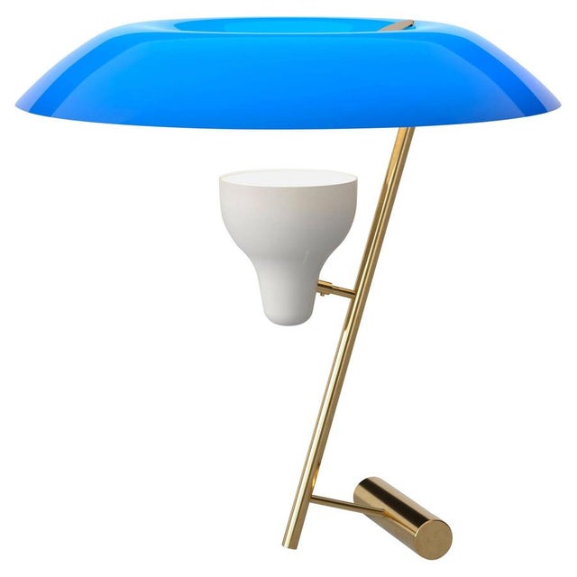 Model 548 Lamp in Polished Brass with Blue Diffuser by Gino Sarfatti for Astep For Sale - Image 13 of 13