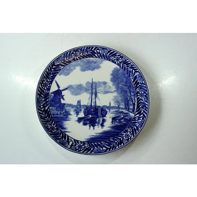 Boch - Blue and White Delfts Ceramic Wall Plate, Belgium Vintage For Sale - Image 6 of 6