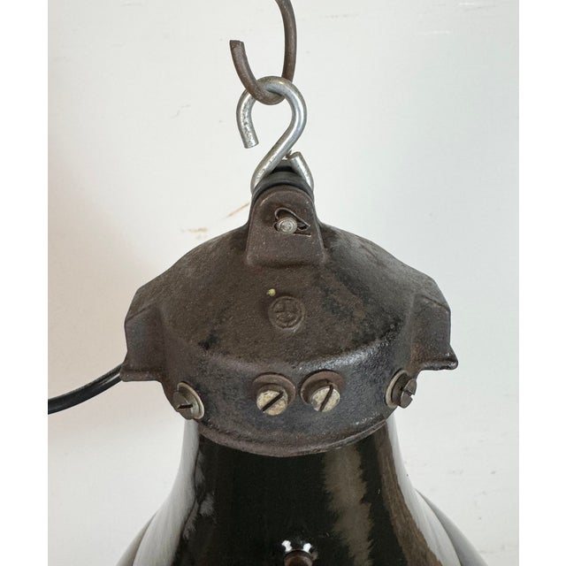 Metal Industrial Bauhaus Pendant Lamp in Black Enamel, 1930s For Sale - Image 7 of 18