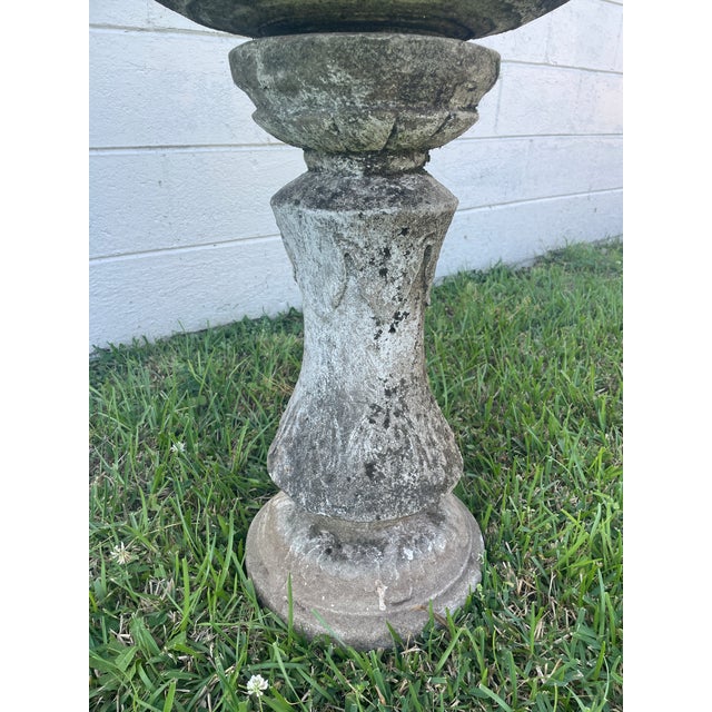 Neoclassical Antique English Estate Style Scalloped Cast Stone Birdbath - 2 Piece - Asheville Nc Estate Rescue For Sale - Image 3 of 8