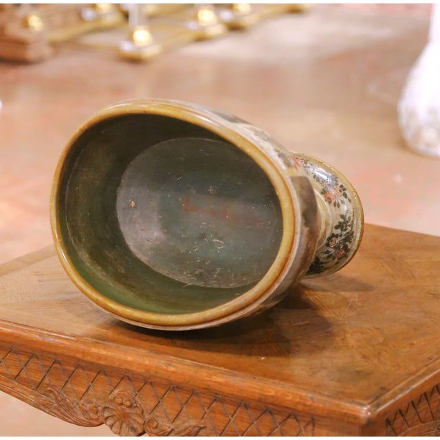 19th Century Italian Hand-Painted Carved Wood Pedestal Centerpiece Bowl For Sale - Image 10 of 11