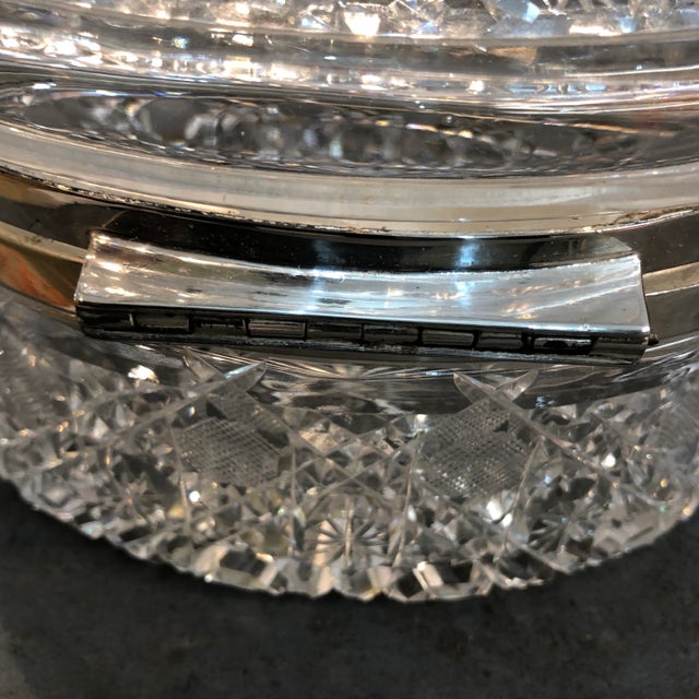 1930s Large Oval Cut Crystal Box For Sale - Image 5 of 10