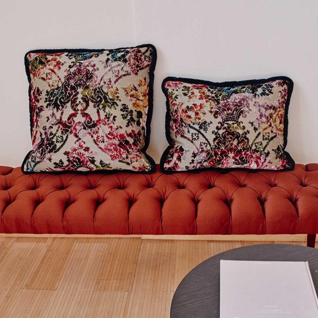 Rectangular Flower Fantasy Velvet Cushion from Biosofa For Sale - Image 3 of 6