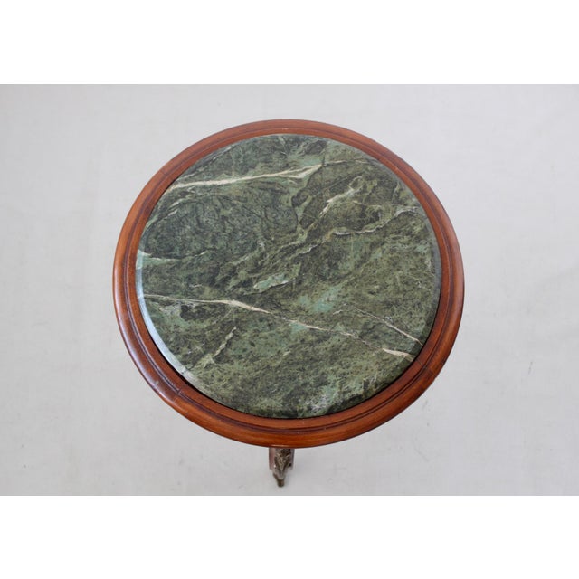 Late 20th Century French Louis XV Style Occasional Side Tables Feature Green Marble Tops, Non-Identical-a Pair For Sale - Image 14 of 18