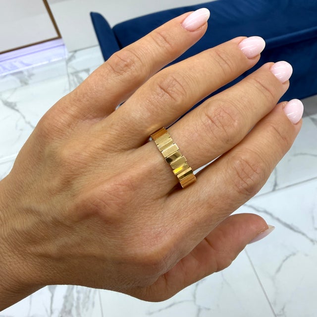 Gold Men’s Christian Dior Gem Collection 18k Yellow Gold Band Ring, Size 10 For Sale - Image 8 of 8