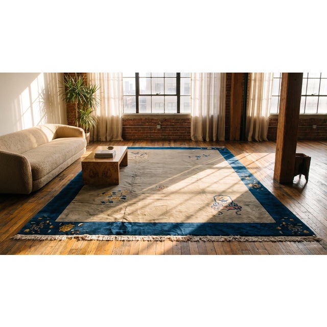 Gray Antique Chinese Peking Rug For Sale - Image 8 of 8