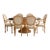 Vintage Carved Wood Oval Glass Dining Set With Six Upholstered Chairs For Sale