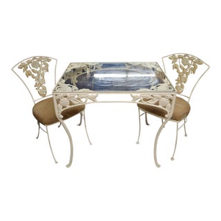 Mid-Century Brown Jordan Wrought Iron Pomegranate Patio Set For Sale