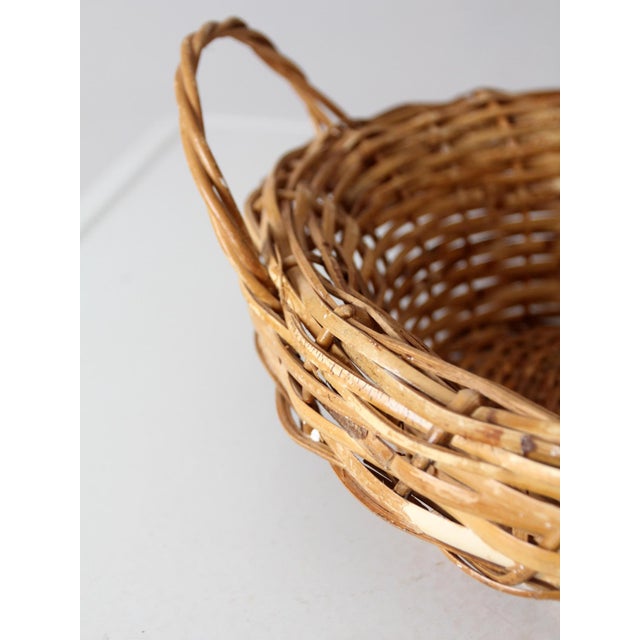 Vintage Round Wicker Basket With Handles For Sale - Image 11 of 18