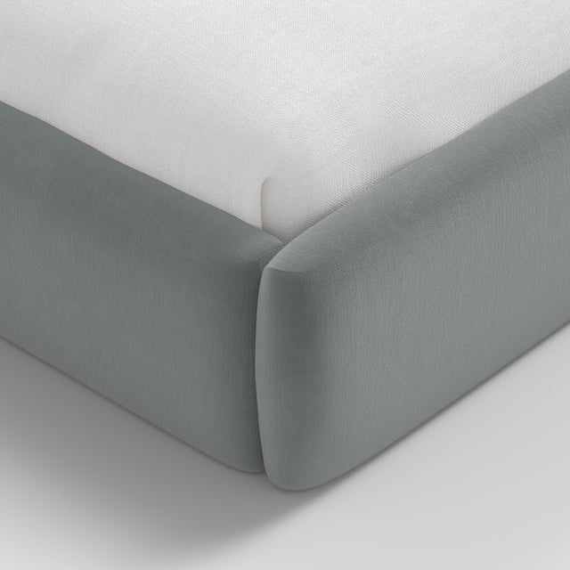 Tori Platform Bed in Lichen Slub Velvet, King For Sale In Chicago - Image 6 of 7