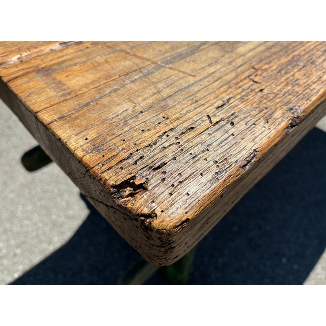 Pine Double Stretcher Base Work Table For Sale - Image 12 of 14
